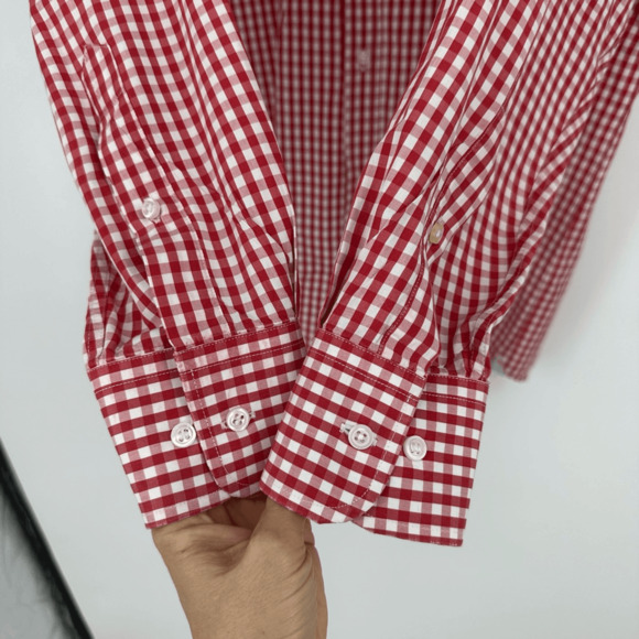 Scott James Mens Button Up Shirt Size XL Checkered Pig Patch Red White Preppy - Picture 7 of 11